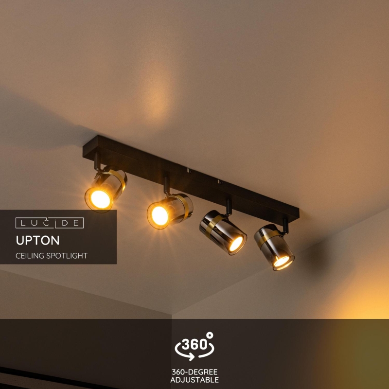 Lucide UPTON - Stropné bodové svietidlo - 4xGU10 - Smoke Grey